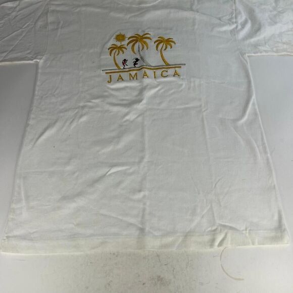 VTG American Tee's Jamaica Embroidered T-SHIRT Size XL White Short Sleeve - Picture 6 of 14